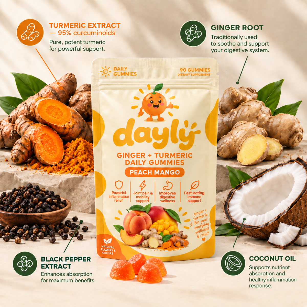 DAYLY™ Turmeric Curcumin Gummies